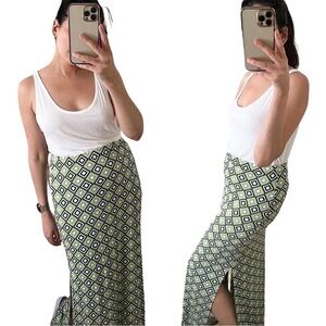 MICHAEL MICHAEL KORS Geometric Maxi Skirt Green Medium
